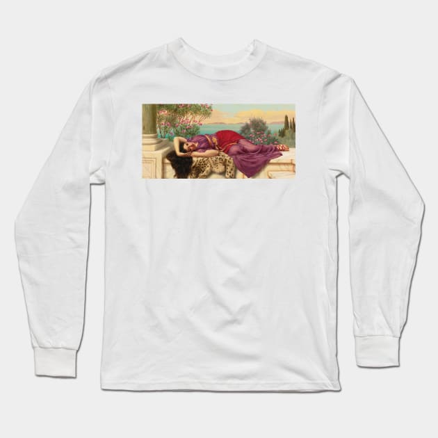 Dolce Far Niente by John William Godward Long Sleeve T-Shirt by Classic Art Stall